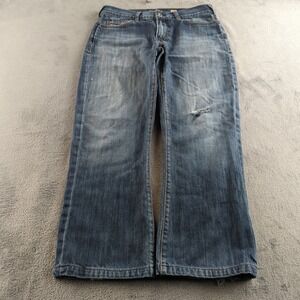 Vintage Guess Jeans Mens 34 (Fits 32x29) Blue Faded Cliff Wide Bootcut Denim Y2K